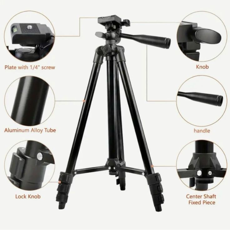 Black Aluminum Alloy Tripod
